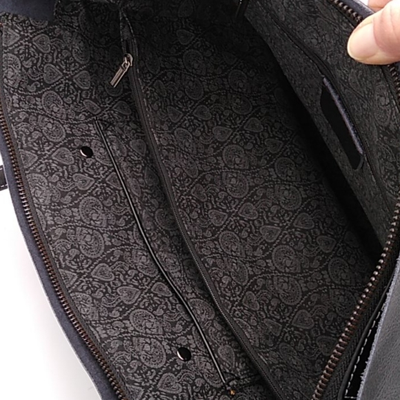 Black Genuine Leather Large Shoulder Bag Tote - Picture 12 of 13